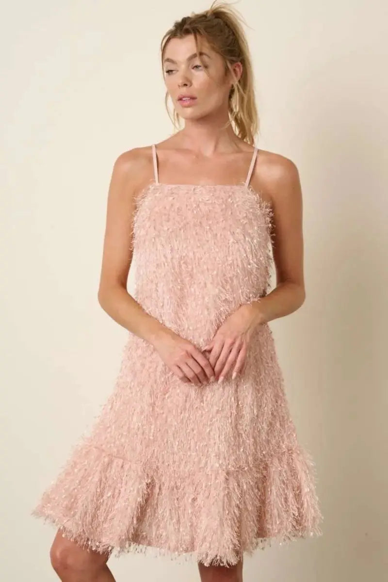 Mittoshop Feather Ruffle Hem Mini Cami Dress for Women - Love Salve